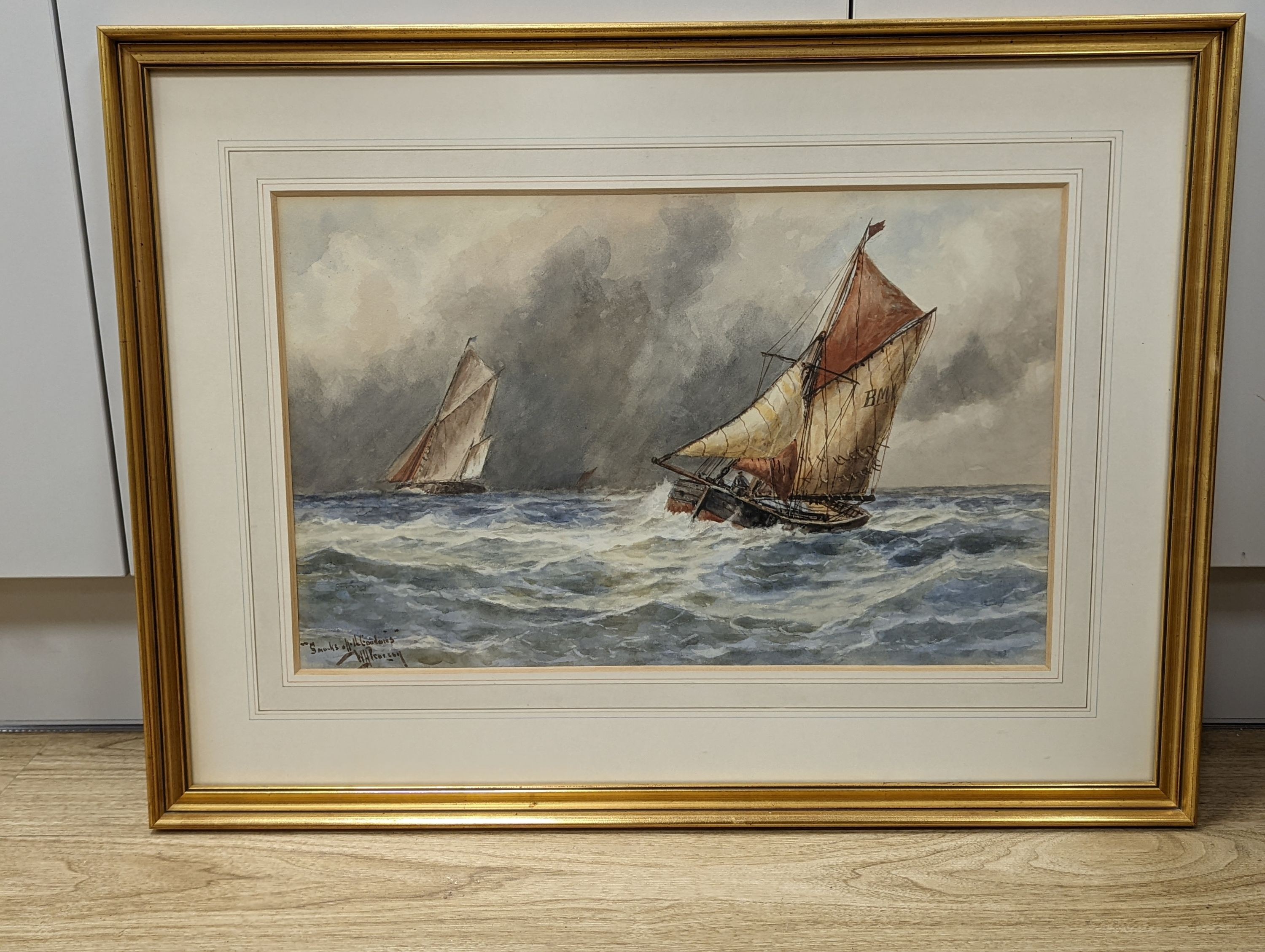 William Henry Pearson (1914-), watercolour, 'Smacks of the Goodwins', signed, 31 x 50cm